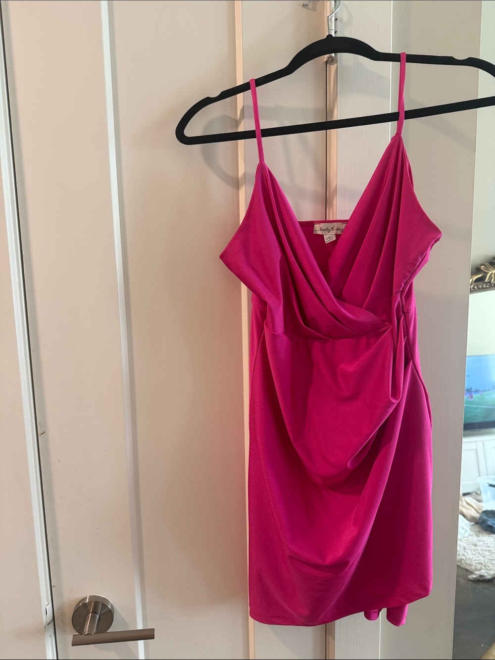 Fuchsia Draped Spaghetti-Strap Dress - Women's